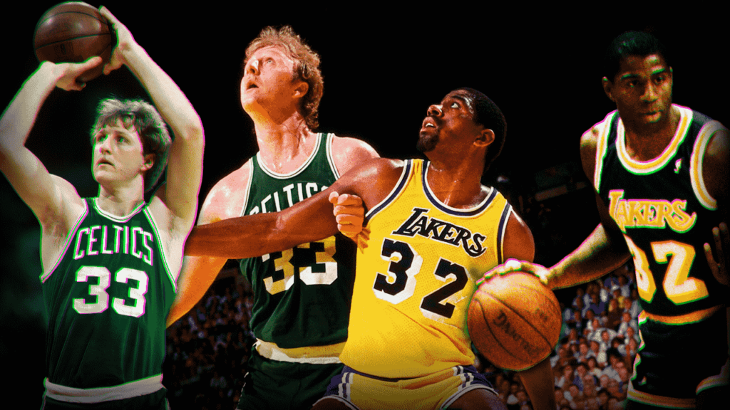 Larry Bird e Magic Johnson: dois nomes que representam a rivalidade entre Celtics e Lakers